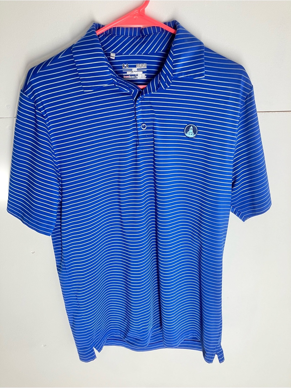 Under Armour Royal Blue & White Striped Golf Polo